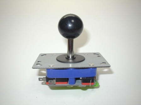 2, 4, Or 8 Way Switchable Black Balltop Joystick : Actuation Switchable By Moving Actuator Plate On Bottom Of Joystick, Metal Base Measures 2 1/2